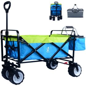 IFAST Collapsible Wagon,Wagons Carts Foldable Grocery Cart on Wheels Beach Wagon Foldable Cart with Wheels, Cooler Bag, Cup Holders,Cargo Net,Shopping