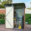 Patio, Lawn & Garden,5*3FT Outdoor Storage Shed,Tool Shed with Sloping Roof and Lockable Door, Metal Shed for Backyard Garden Patio Lawn, Brown