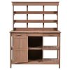 TOPMAX 66" Large Outdoor Farmhouse Wooden Potting Bench Table, Garden Workstation with 2 Drawers, Cabinet and Open Shelves for Backyard, Mudroom, Brow