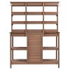 TOPMAX 66" Large Outdoor Farmhouse Wooden Potting Bench Table, Garden Workstation with 2 Drawers, Cabinet and Open Shelves for Backyard, Mudroom, Brow