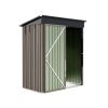 Patio, Lawn & Garden,5*3FT Outdoor Storage Shed,Tool Shed with Sloping Roof and Lockable Door, Metal Shed for Backyard Garden Patio Lawn, Brown
