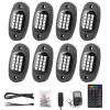 8 Pods RGB LED Rock Lights DC12V Car Neon Light Kit IP68 Waterproof Underglow Lights with Double Remote Controls Wireless APP Control for Jeep Truck U