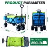 IFAST Collapsible Wagon,Wagons Carts Foldable Grocery Cart on Wheels Beach Wagon Foldable Cart with Wheels, Cooler Bag, Cup Holders,Cargo Net,Shopping