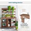 TOPMAX 66" Large Outdoor Farmhouse Wooden Potting Bench Table, Garden Workstation with 2 Drawers, Cabinet and Open Shelves for Backyard, Mudroom, Brow