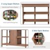 TOPMAX 66" Large Outdoor Farmhouse Wooden Potting Bench Table, Garden Workstation with 2 Drawers, Cabinet and Open Shelves for Backyard, Mudroom, Brow