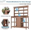 TOPMAX 66" Large Outdoor Farmhouse Wooden Potting Bench Table, Garden Workstation with 2 Drawers, Cabinet and Open Shelves for Backyard, Mudroom, Brow