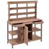 TOPMAX 66" Large Outdoor Farmhouse Wooden Potting Bench Table, Garden Workstation with 2 Drawers, Cabinet and Open Shelves for Backyard, Mudroom, Brow