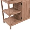 TOPMAX 66" Large Outdoor Farmhouse Wooden Potting Bench Table, Garden Workstation with 2 Drawers, Cabinet and Open Shelves for Backyard, Mudroom, Brow