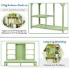 TOPMAX 64.6" Large Outdoor Potting Bench, Garden Potting Table, Wood Workstation with 6-Tier Shelves, Large Tabletop and Side Hook for Mudroom, Backya