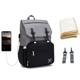 LEQUEEN Multifunctional Large Capacity Mummy Bag (Option: Black with grey-2 style)