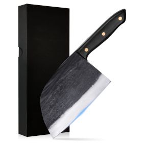 Qulajoy Serbian Chef Knife 6.7 Inch - High Carbon Steel Meat Cleaver - Professional Japanese Full Tang Hammered Cutting Knife For Kitchen Camping BBQ (Option: Serbian Chef Knife)