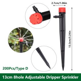 1 Pack 30-200 Drip Irrigation System Automatic Drip Sprinkler Connected 4/7 " Watering Garden Hose With Long-pole 8 Holes And 360¬∞ Rotating Drip Irri (Color: Red-200Pcs)