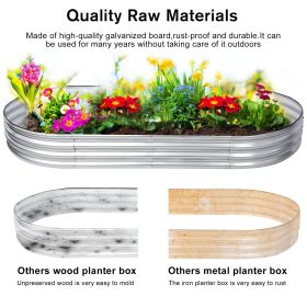 Galvanized Planter Bed,Galvanized Raised Garden Bed Kit, Galvanized Planter Raised Garden Boxes Outdoor, Oval Large Metal Raised Garden Beds for Veget (Color: as Pic)