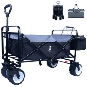 IFAST Collapsible Wagon,Wagons Carts Foldable Grocery Cart on Wheels Beach Wagon Foldable Cart with Wheels, Cooler Bag, Cup Holders,Cargo Net, Shoppin (Color: General)