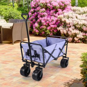 100L Collapsible Folding Beach Wagon Cart with 220Lbs Large Capacity, Wagons Carts Heavy Duty Foldable with Big Wheels for Sand, Garden, Camping (Color: as Pic)