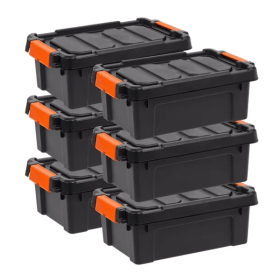 Heavy Duty Plastic Storage Bin with Durable Lid (Pack Size/Capacity: 6pk/13qt)