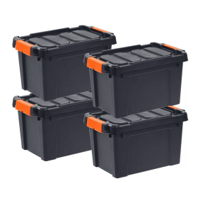 Heavy Duty Plastic Storage Bin with Durable Lid (Pack Size/Capacity: 4pk/22qt)