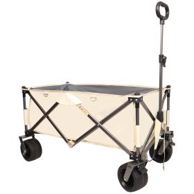 Folding Wagon, Heavy Duty Utility Beach Wagon Cart for Sand with Big Wheels, Adjustable Handle&Drink Holders for Shopping, Camping,Garden and Outdoor (Color: Green, size: 14.2*10.2*29.92cm)