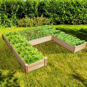 U-Shaped Wooden Garden Raised Bed for Backyard and Patio (Color: natural)