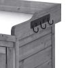 Outdoor 39" Potting Bench Table; Rustic Garden Wood Workstation Storage Cabinet Garden Shed with 2-Tier Shelves and Side Hook