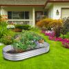 Galvanized Planter Bed,Galvanized Raised Garden Bed Kit, Galvanized Planter Raised Garden Boxes Outdoor, Oval Large Metal Raised Garden Beds for Veget