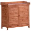 Outdoor 39" Potting Bench Table; Rustic Garden Wood Workstation Storage Cabinet Garden Shed with 2-Tier Shelves and Side Hook