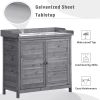 Outdoor 39" Potting Bench Table; Rustic Garden Wood Workstation Storage Cabinet Garden Shed with 2-Tier Shelves and Side Hook