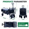 IFAST Collapsible Wagon,Wagons Carts Foldable Grocery Cart on Wheels Beach Wagon Foldable Cart with Wheels, Cooler Bag, Cup Holders,Cargo Net, Shoppin