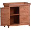 Outdoor 39" Potting Bench Table; Rustic Garden Wood Workstation Storage Cabinet Garden Shed with 2-Tier Shelves and Side Hook