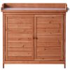 Outdoor 39" Potting Bench Table; Rustic Garden Wood Workstation Storage Cabinet Garden Shed with 2-Tier Shelves and Side Hook