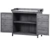 Outdoor 39" Potting Bench Table; Rustic Garden Wood Workstation Storage Cabinet Garden Shed with 2-Tier Shelves and Side Hook