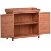 Outdoor 39" Potting Bench Table; Rustic Garden Wood Workstation Storage Cabinet Garden Shed with 2-Tier Shelves and Side Hook