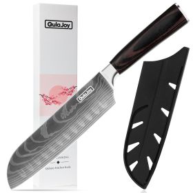 Qulajoy Santoku Knife, High Carbon Stainless Steel Chef Knife Japanese Kitchen Knives With Ergonomic Pakkawood Handle, Chopping Knife For Home Kitchen (Option: Santoku Knife)